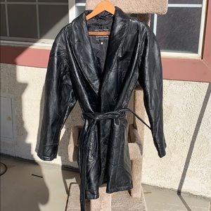 Leather patchwork ladies coat